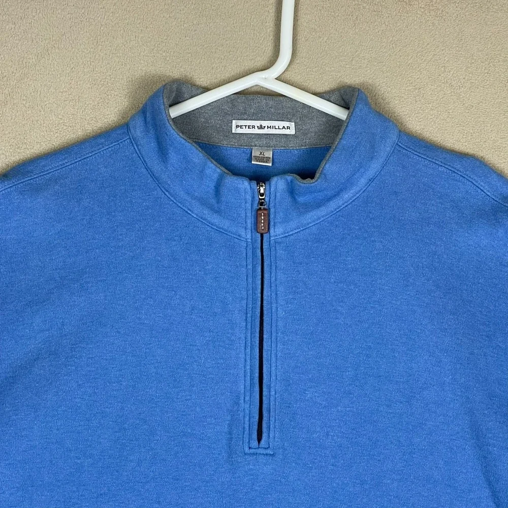 Peter Millar Pullover Mens XL MF12K36 Blue Quarter Zip Cotton EUC